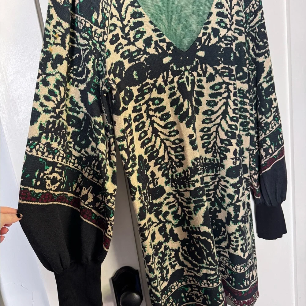 Free People Long Sleeve Print Mini Dress - Picture 4 of 7